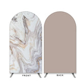 Lofaris Khaki Marble Texture Double Sided Arch Backdrop for Party